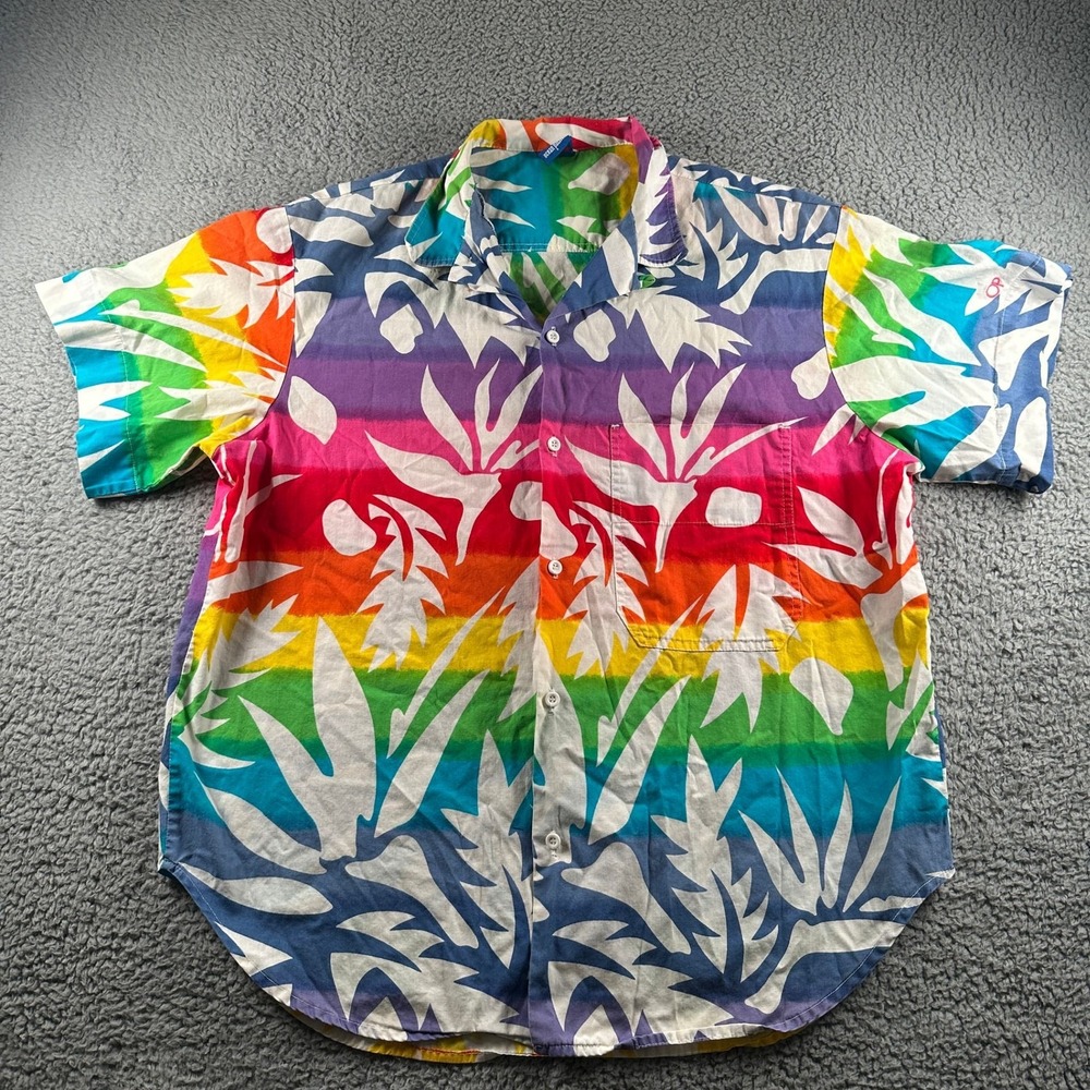 Vtg‎ 80's Ocean Pacific OP Hawaiian Shirt Mens XL Multicolor Tropical Button